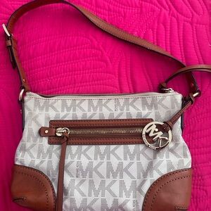 Michael Kors Tan and Cream Crossbody Bag